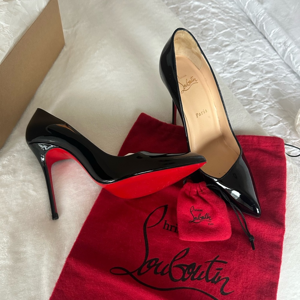 Christian Louboutin Black and Red Patent Heels